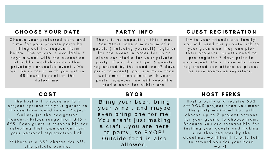 Private Party Info and Registration